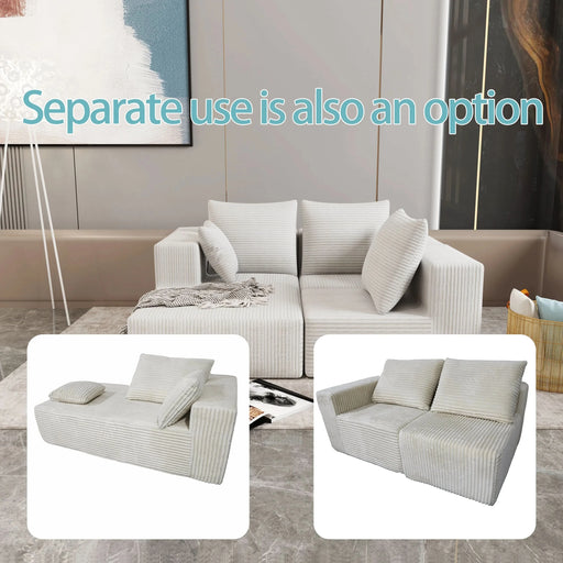 Corner combination sofa, sectional sofa ,couch sofa,sofa bed, made of high-density sponge and soft plush fabric, with multiple combinations available(beige) Default -DTYStore