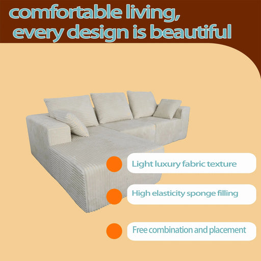 Corner combination sofa, sectional sofa ,couch sofa,sofa bed, made of high-density sponge and soft plush fabric, with multiple combinations available(beige) Default -DTYStore