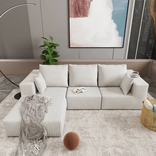 Corner combination sofa, sectional sofa ,couch sofa,sofa bed, made of high-density sponge and soft plush fabric, with multiple combinations available(beige) Default -DTYStore