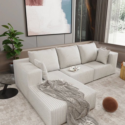 Corner combination sofa, sectional sofa ,couch sofa,sofa bed, made of high-density sponge and soft plush fabric, with multiple combinations available(beige) Default -DTYStore