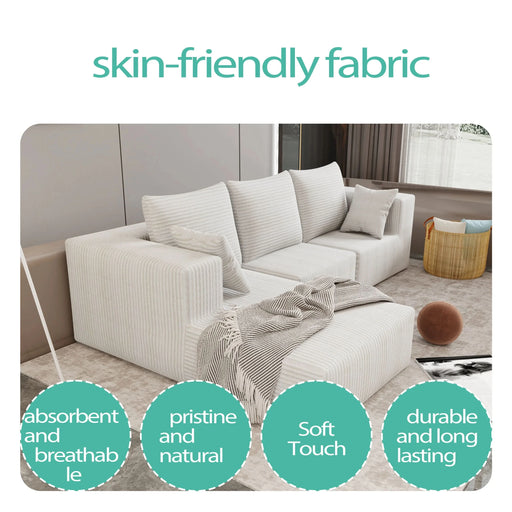 Corner combination sofa, sectional sofa ,couch sofa,sofa bed, made of high-density sponge and soft plush fabric, with multiple combinations available(beige) Default -DTYStore