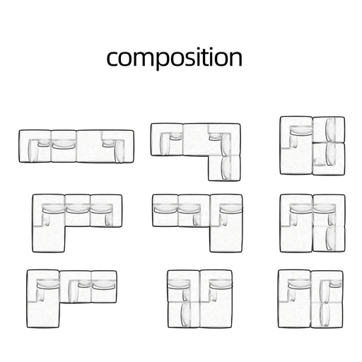 Corner combination sofa, sectional sofa ,couch sofa,sofa bed, made of high-density sponge and soft plush fabric, with multiple combinations available(beige) Default -DTYStore