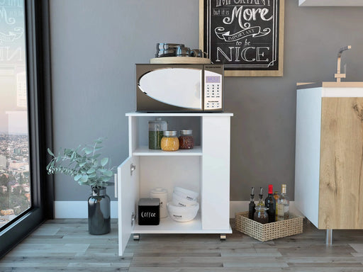 Correy 4-Shelf Microwave Cabinet with Caster White Default -DTYStore