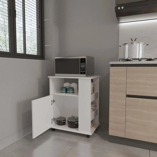 Correy 4-Shelf Microwave Cabinet with Caster White Default -DTYStore