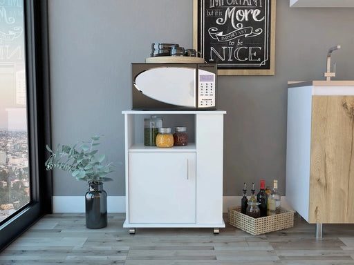 Correy 4-Shelf Microwave Cabinet with Caster White Default -DTYStore