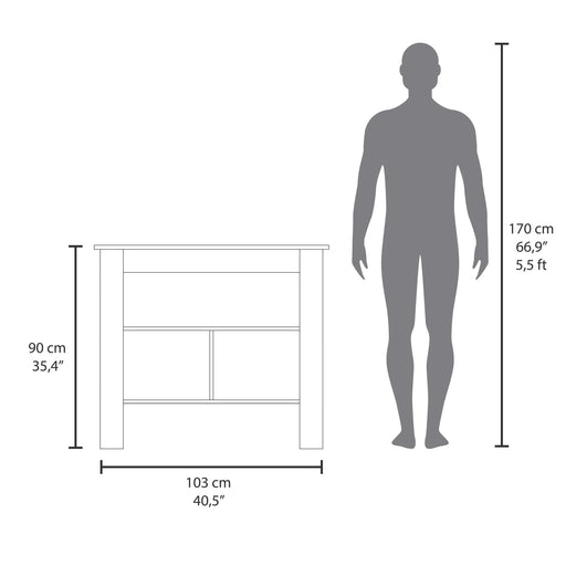 Cortes Kitchen Island 2-Tier Shelf 40' Width and large Work Top Default -DTYStore