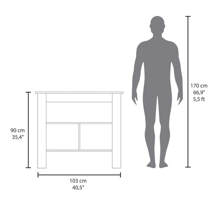Cortes Kitchen Island 2-Tier Shelf 40' Width and large Work Top Default -DTYStore