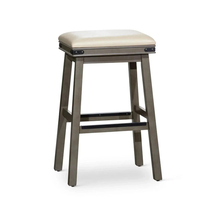 Cortez Bonded Leather Stool, 24" Counter Height or 30" Bar Height 30" Bar Height Weathered Gray French Gray Leather -DTYStore