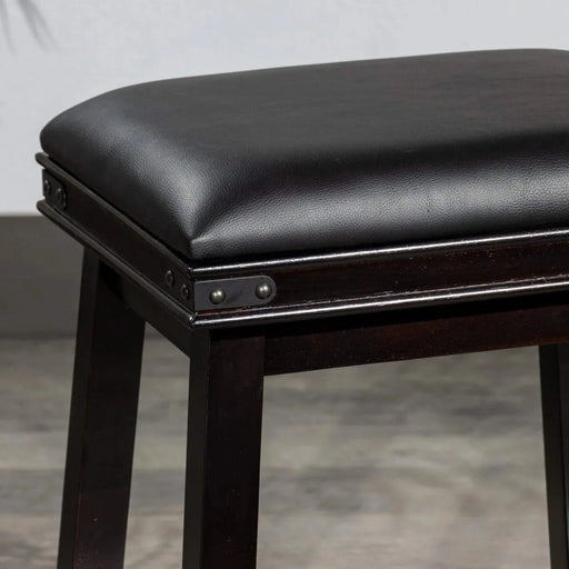 Cortez Bonded Leather Stool, 24" Counter Height or 30" Bar Height 24" Counter Height Light Espresso Black Leather -DTYStore