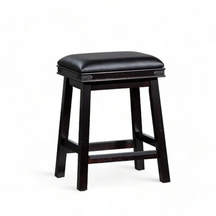 Cortez Bonded Leather Stool, 24" Counter Height or 30" Bar Height 24" Counter Height Light Espresso Black Leather -DTYStore