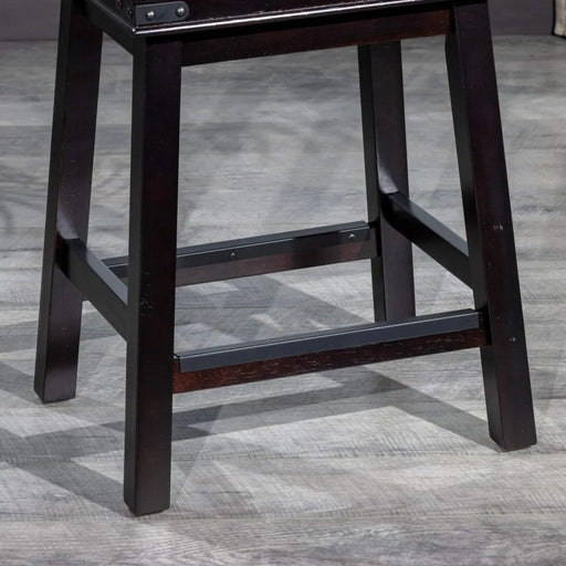 Cortez Bonded Leather Stool, 24" Counter Height or 30" Bar Height 24" Counter Height Light Espresso Black Leather -DTYStore