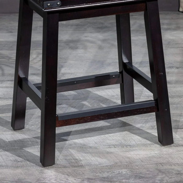 Cortez Bonded Leather Stool, 24" Counter Height or 30" Bar Height 24" Counter Height Light Espresso Black Leather -DTYStore