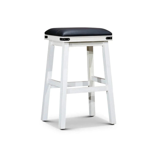 Cortez Bonded Leather Stool, 24" Counter Height or 30" Bar Height 30" Bar Height Antique White Black Leather -DTYStore