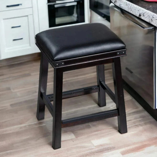 Cortez Bonded Leather Stool, 24" Counter Height or 30" Bar Height 24" Counter Height Light Espresso Black Leather -DTYStore