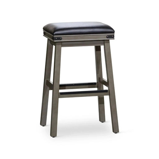Cortez Bonded Leather Stool, 24" Counter Height or 30" Bar Height 30" Bar Height Weathered Gray Black Leather -DTYStore