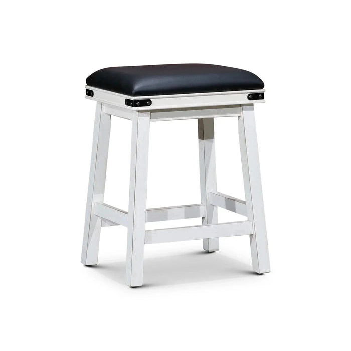 Cortez Bonded Leather Stool, 24" Counter Height or 30" Bar Height 24" Counter Height Antique White Black Leather -DTYStore