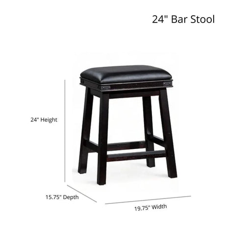 Cortez Bonded Leather Stool, 24" Counter Height or 30" Bar Height 24" Counter Height Light Espresso Black Leather -DTYStore