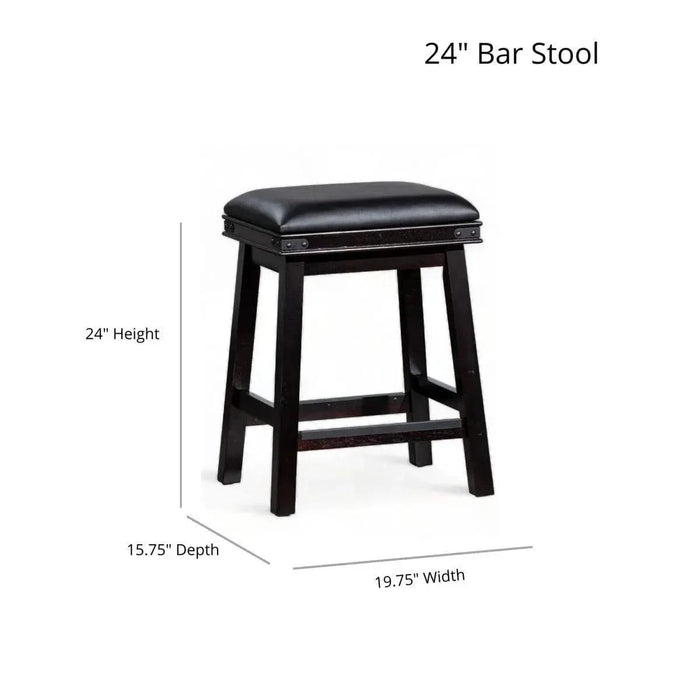 Cortez Bonded Leather Stool, 24" Counter Height or 30" Bar Height 24" Counter Height Light Espresso Black Leather -DTYStore