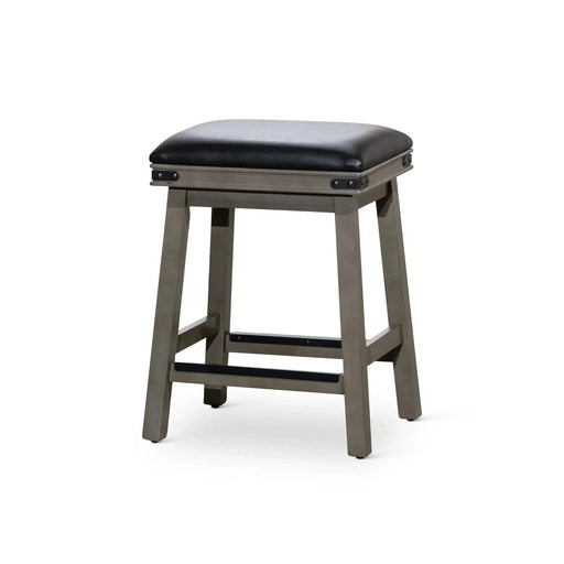 Cortez Bonded Leather Stool, 24" Counter Height or 30" Bar Height 24" Counter Height Weathered Gray Black Leather -DTYStore
