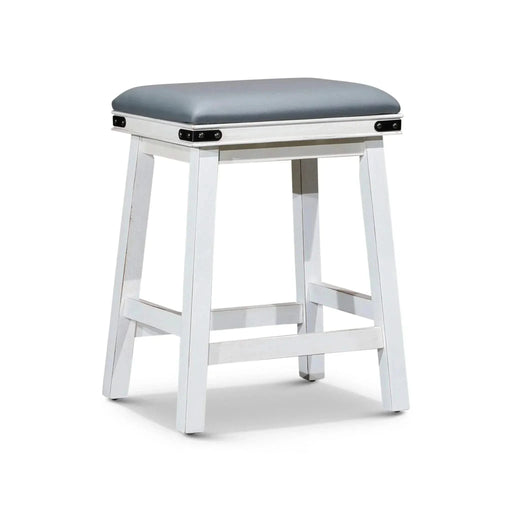 Cortez Bonded Leather Stool, 24" Counter Height or 30" Bar Height 24" Counter Height Antique White Gray Leather -DTYStore