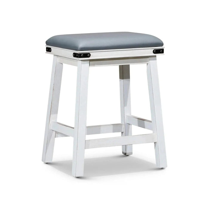 Cortez Bonded Leather Stool, 24" Counter Height or 30" Bar Height 24" Counter Height Antique White Gray Leather -DTYStore
