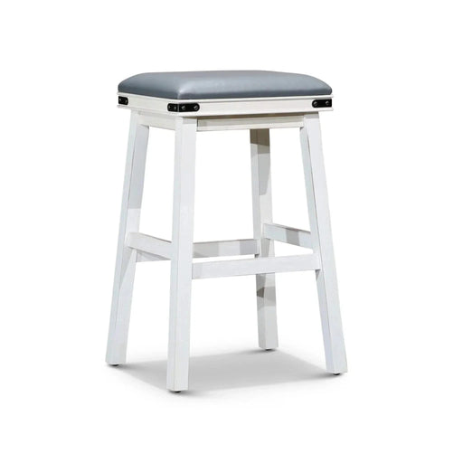 Cortez Bonded Leather Stool, 24" Counter Height or 30" Bar Height 30" Bar Height Antique White Gray Leather -DTYStore