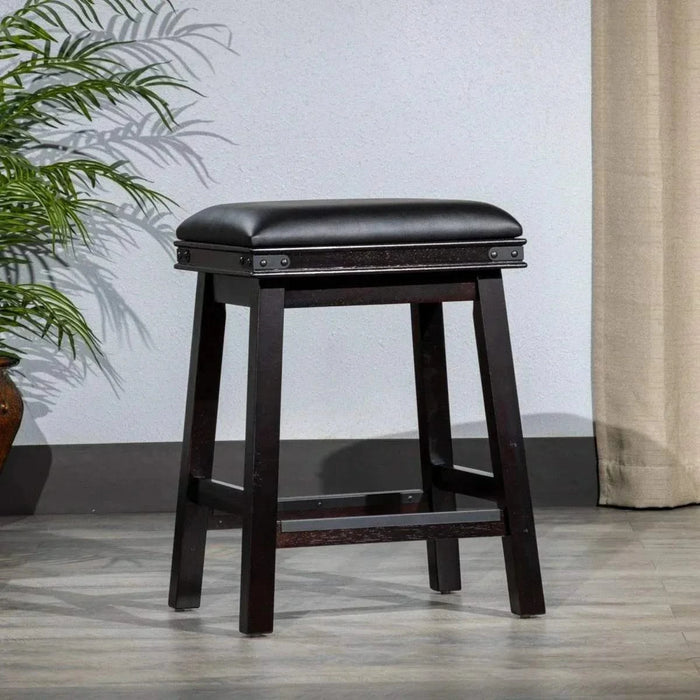 Cortez Bonded Leather Stool, 24" Counter Height or 30" Bar Height 24" Counter Height Light Espresso Black Leather -DTYStore