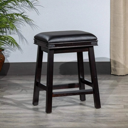 Cortez Bonded Leather Stool, 24" Counter Height or 30" Bar Height 24" Counter Height Light Espresso Black Leather -DTYStore