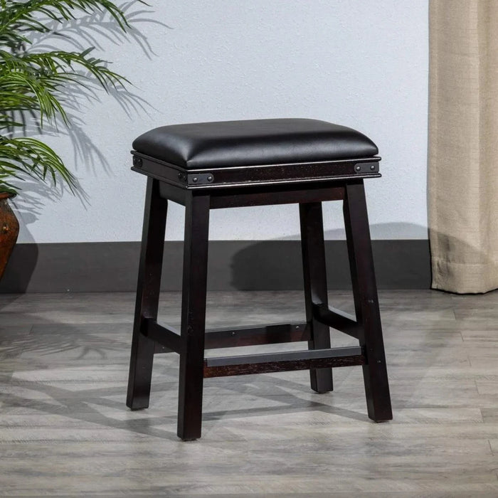 Cortez Bonded Leather Stool, 24" Counter Height or 30" Bar Height 24" Counter Height Light Espresso Black Leather -DTYStore