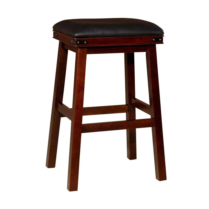 Cortez Bonded Leather Stool, 24" Counter Height or 30" Bar Height 30" Bar Height Light Espresso Black Leather -DTYStore