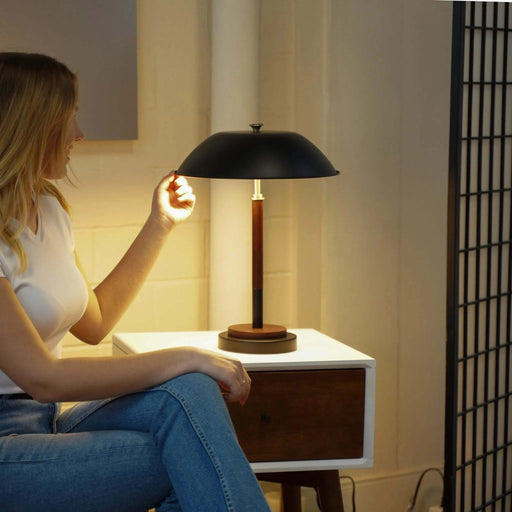 Cosmiclume Black Umbrella Shaped Table Lamp - Walnut Finish - Bronze - 110V Default -DTYStore