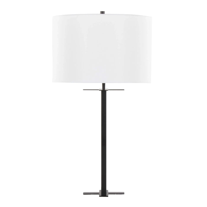Cosmo 28' Contemporary Metal Table Lamp in Black Metal and White Linen by LumiSource Default -DTYStore