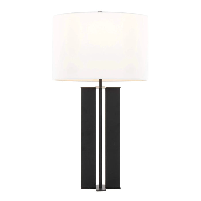 Cosmo 28' Contemporary Metal Table Lamp in Black Metal and White Linen by LumiSource Default -DTYStore