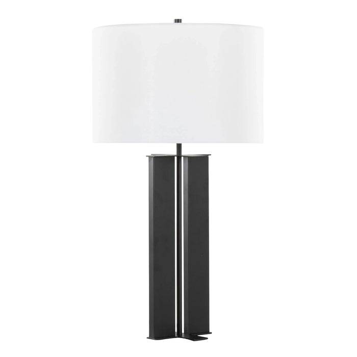 Cosmo 28' Contemporary Metal Table Lamp in Black Metal and White Linen by LumiSource Default -DTYStore