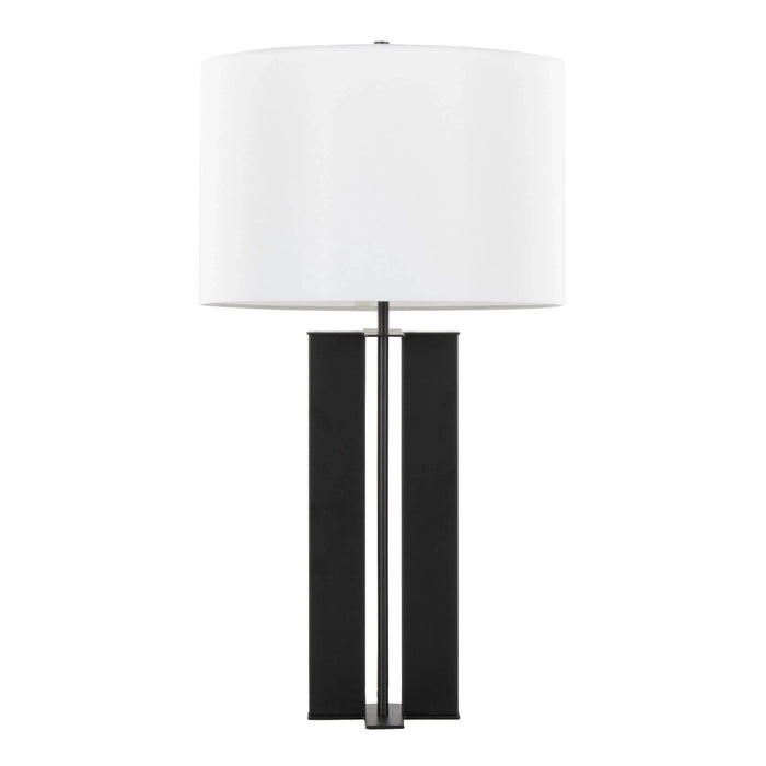 Cosmo 28' Contemporary Metal Table Lamp in Black Metal and White Linen by LumiSource Default -DTYStore