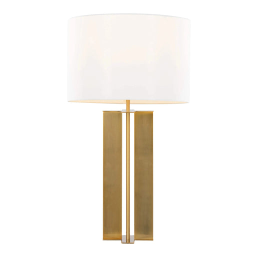Cosmo 28' Glam Metal Table Lamp in Antique Brass and White Linen by LumiSource Default -DTYStore