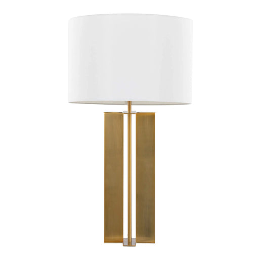 Cosmo 28' Glam Metal Table Lamp in Antique Brass and White Linen by LumiSource Default -DTYStore