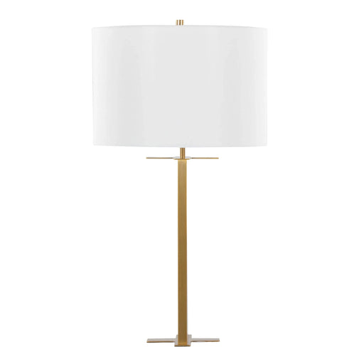 Cosmo 28' Glam Metal Table Lamp in Antique Brass and White Linen by LumiSource Default -DTYStore
