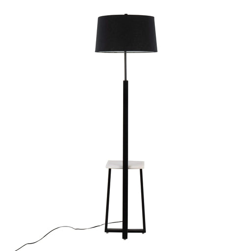 Cosmo Shelf Contemporary/Glam Floor Lamp in White Marble and Black Metal with Black Linen Shade by LumiSource Default -DTYStore