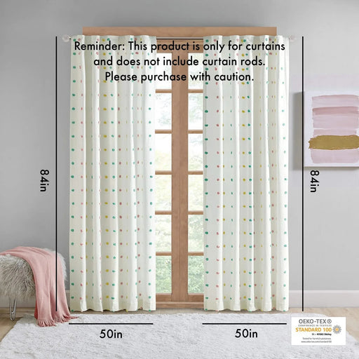 Cotton Jacquard Pom Pom Curtain Panel(Only 1 Pc Panel) Default -DTYStore