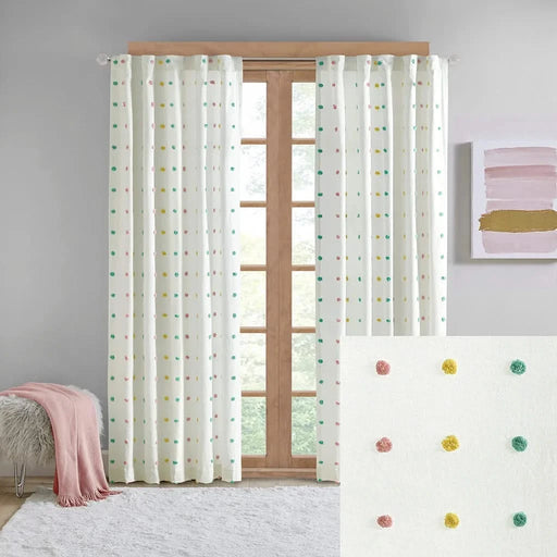 Cotton Jacquard Pom Pom Curtain Panel(Only 1 Pc Panel) Default -DTYStore