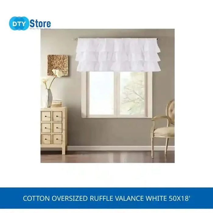 Cotton Oversized Ruffle Valance White 50x18' Default -DTYStore