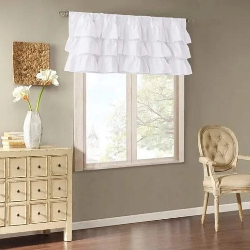 Cotton Oversized Ruffle Valance White 50x18' Default -DTYStore