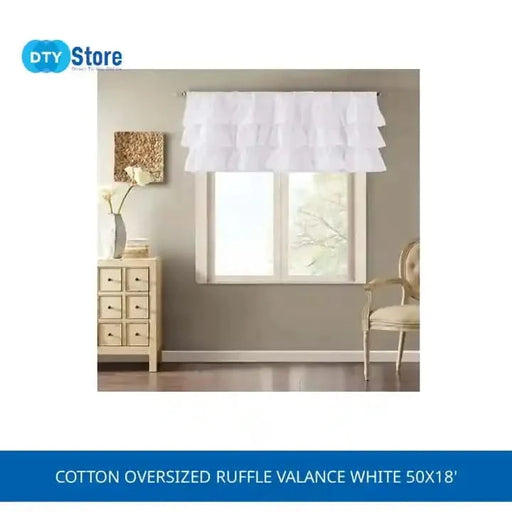 Cotton Oversized Ruffle Valance White 50x18' Default -DTYStore
