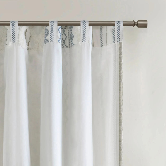 Cotton Printed Curtain Panel with Chenille Stripe and Lining 50x108'- DTY Store