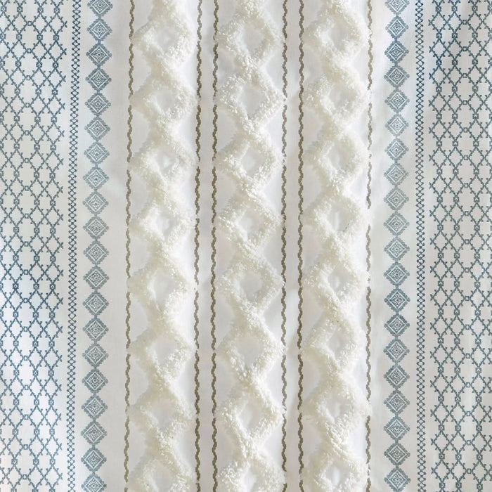 Cotton Printed Curtain Panel with Chenille Stripe and Lining 50x108' - DTY Store