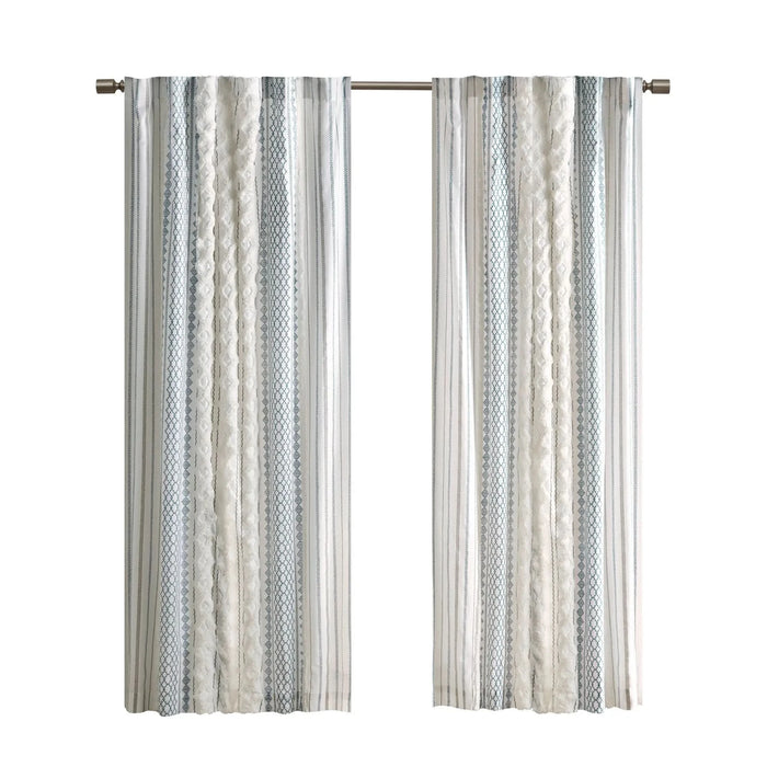 Cotton Printed Curtain Panel with Chenille Stripe and Lining 50x108' - DTY Store