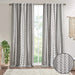 Cotton Printed Curtain Panel with Chenille Stripe and Lining Gray 50x95' Default -DTYStore