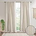 Cotton Printed Curtain Panel with Chenille Stripe and Lining Ivory 50x84'- DTY Store