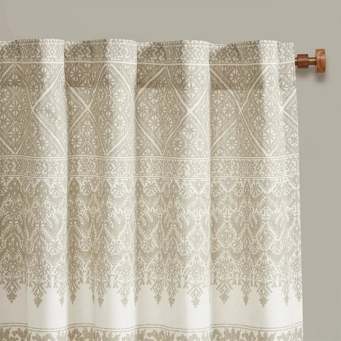 Cotton Printed Curtain Panel with Chenille detail and Lining(Only 1 Pc Panel) Default -DTYStore
